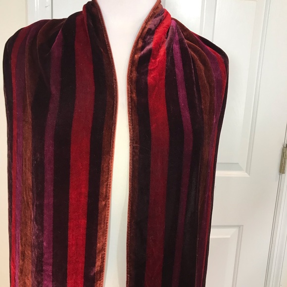 Accessories - Red Scarf - multi- colored velvet- like
